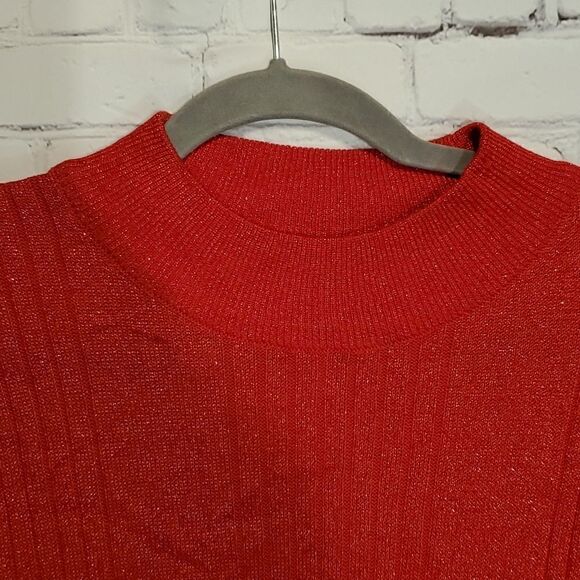 Baxter & Wells short sleeve plus size mockneck red sweater - Picture 3 of 6